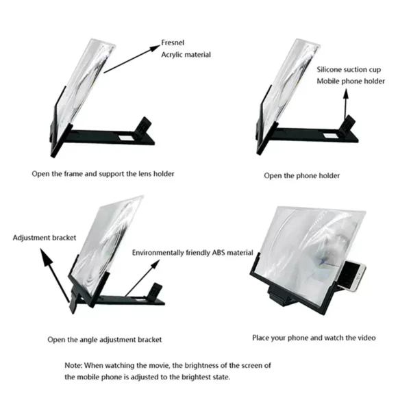 Foldable 3D High-definition Mobile Phone Screen Amplifier Landscape TV Movie Amplifier 14 inch Display Screen Phone Holder Stand