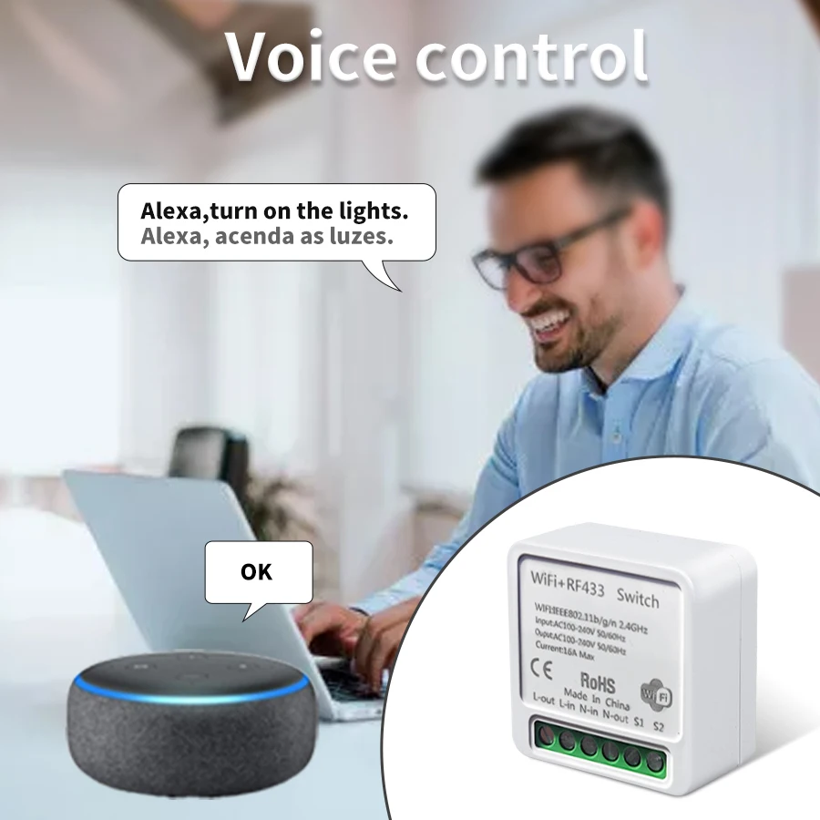 Tuya WiFi Smart Light Switch Smart Home Wireless RF 433mhz Push Button Wall Switch Via Alexa Google Home Alice Smart Life App