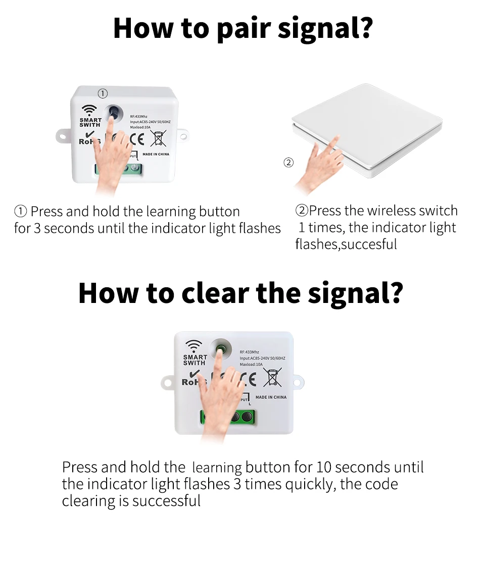 LVGEMSS Smart Wireless Switch RF433 Self-Powered Push Button Wall Panels Remote Controller Light Switch Waterproof Wall Switch