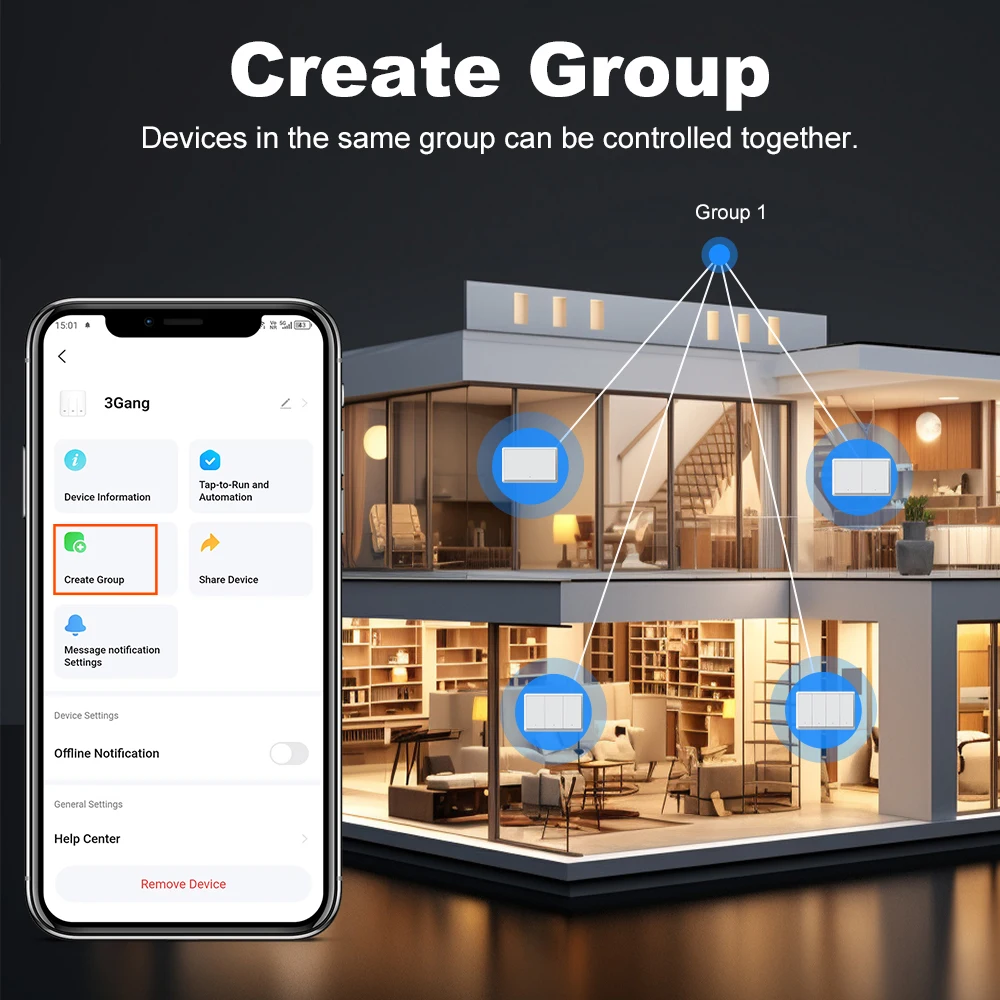 Tuya Smart zigbee Switch No Neutral Wire Required No Capacitor Wall Button Light Switches Work With Alexa Google Home