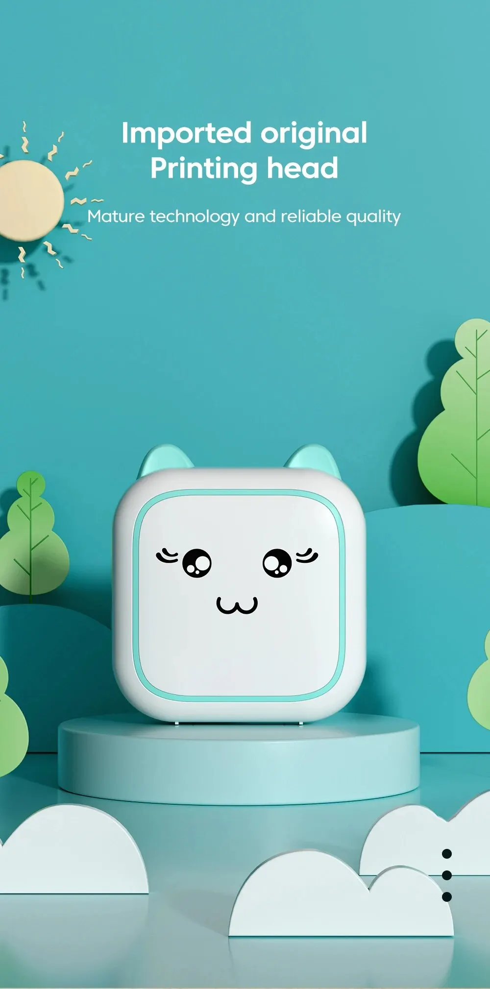 Mini printer, Thermal Printer Ink-free Portable Sticker Printer Compatible with IOS and Android, Wireless Photo Printing Tags