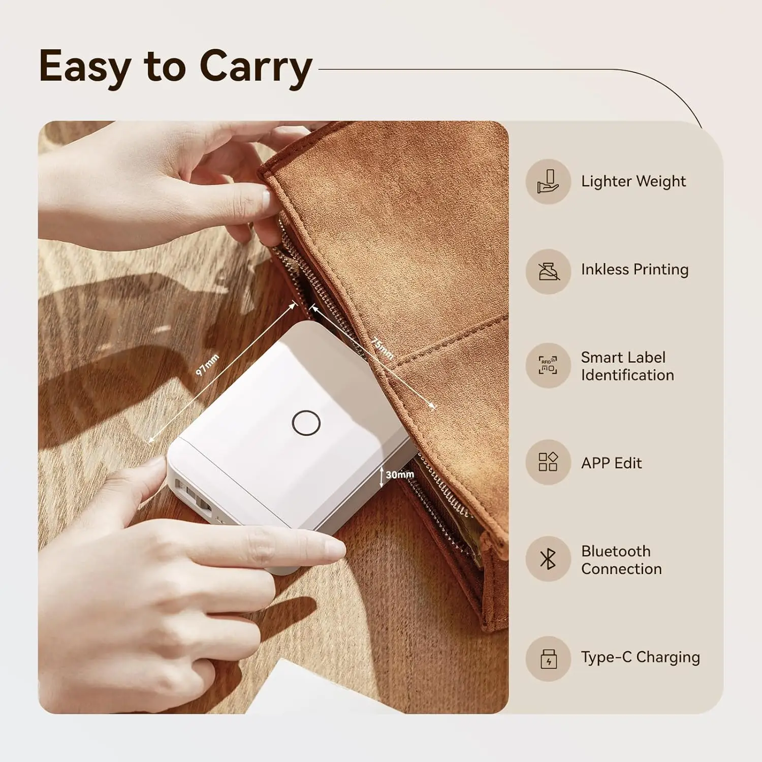 Niimbot D110 Smart Portable Label Printer Mini Pocket Thermal Sticker Maker Self-adhesive Label Papers For Office Home USE