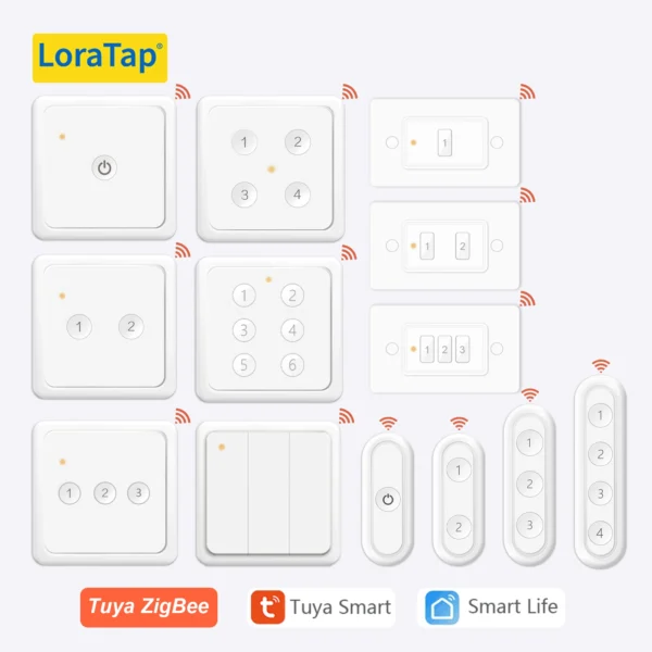 LoraTap ZigBee 3.0 Wireless 13 Types Push Button EU US Remote Controller Tuya Scene Automation Control Switch Smart Life App