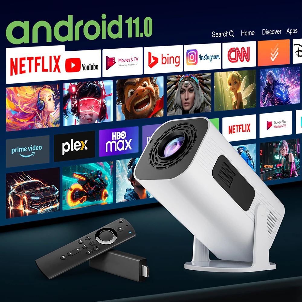 Salange P330W Mini Projetor Android 11 280 ANSI 4K 8K 1080P Wifi6 BT5.0 Home Cinema Portable Projector Android/IOS Video Theater