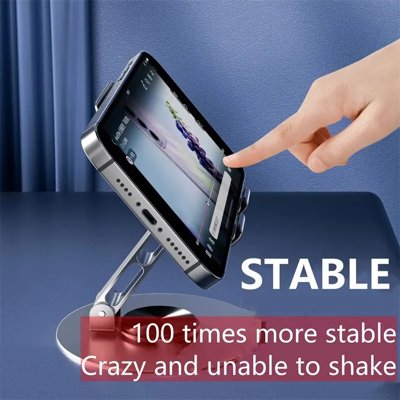 720 Rotate Aluminum Alloy Portable Tablet Holder For iPad Adjustable Flexible Folding Lazy Desktop Live Mobile Phone Stand Mount