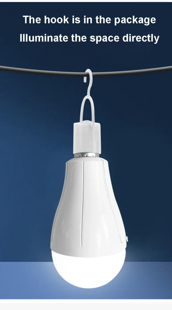 LED Bulb Light Smart Charging Chip Power Failure Emergency Home 18650 Battery Flicker-Free with Hook Detachable Emergency Bulb