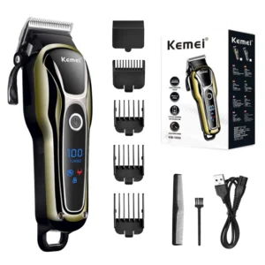Kemei Professional Hair Clipper Rechargeable Trimmer Men Electric Cutter Hair Cutting Machine LCD Cordless Beard Trimmer KM-1990