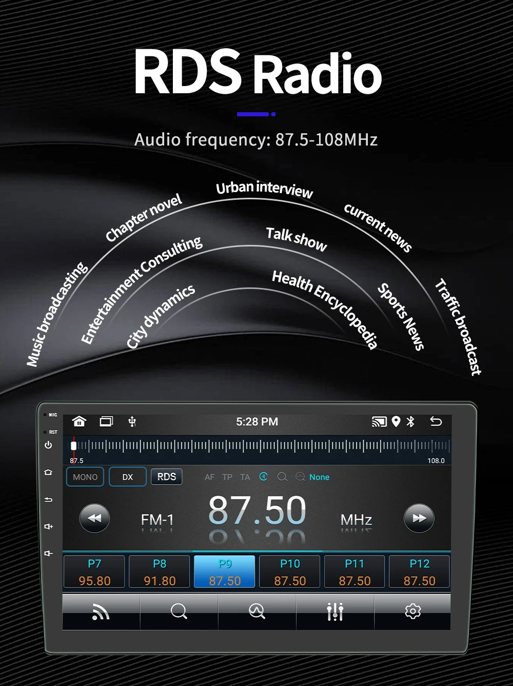 BQCC 4core 2 Din Car Radio Androidauto Carplay Android 13 GPS Car Audio 7"/9"/10" WIFI BT IPS Automotive Multimedia Player