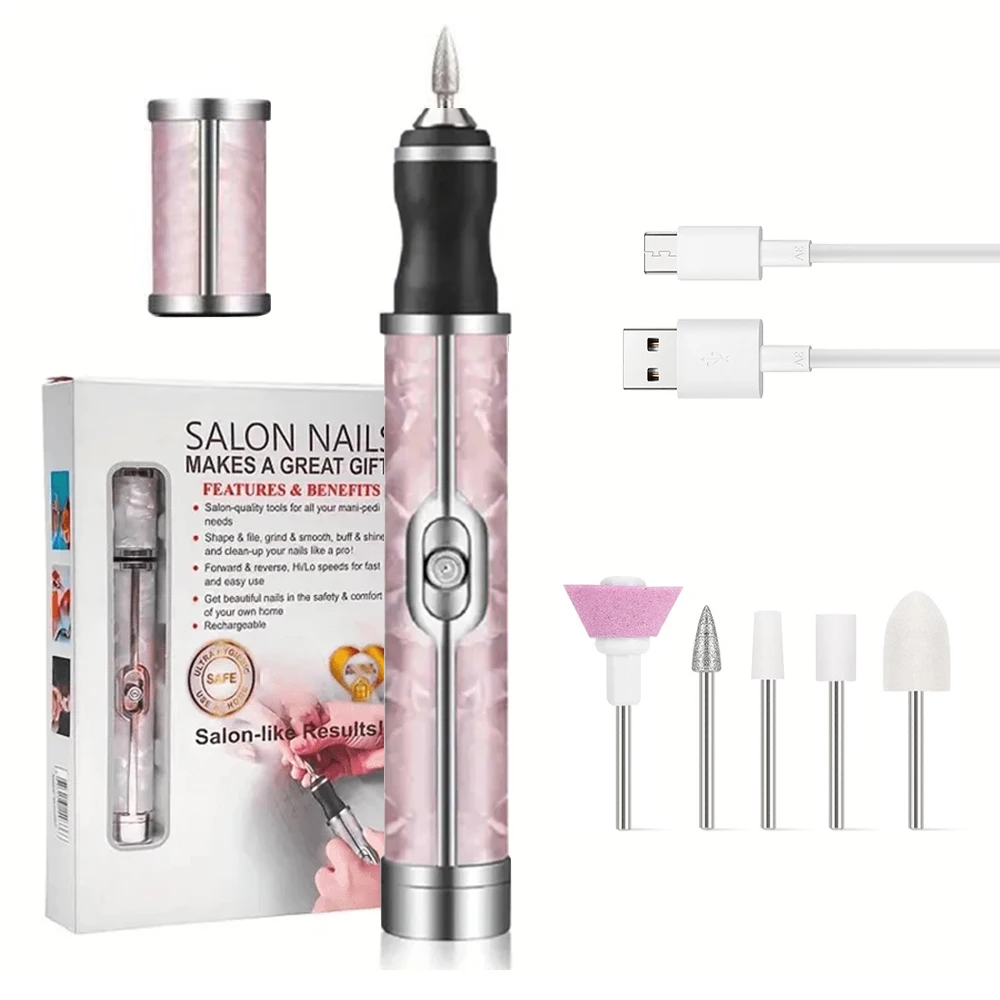 LINMANDA Electric Nail File Set Nails 4 Speeds Cordless Acrylic Nail Tool Thick Nails Edge Shaping Polishing Grinding Nursing