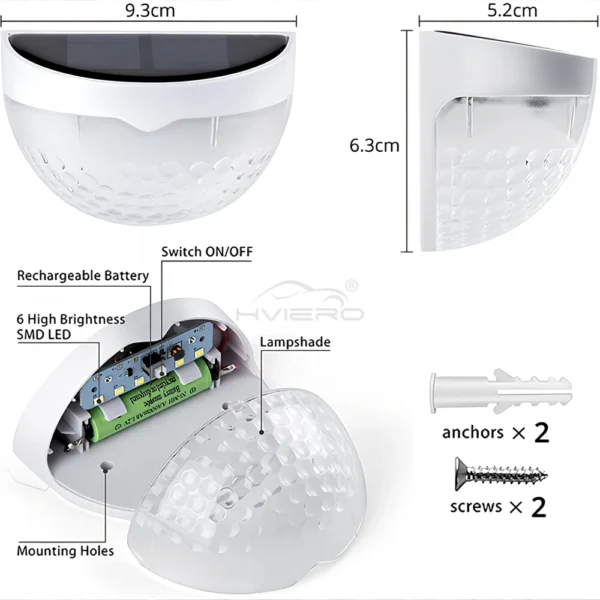 Outdoor Wall Lamp Solar Hedge Light 6LED Half Round Ladder Courtyard Garden Induction IP65 Waterproof Decoration Lighting Bright