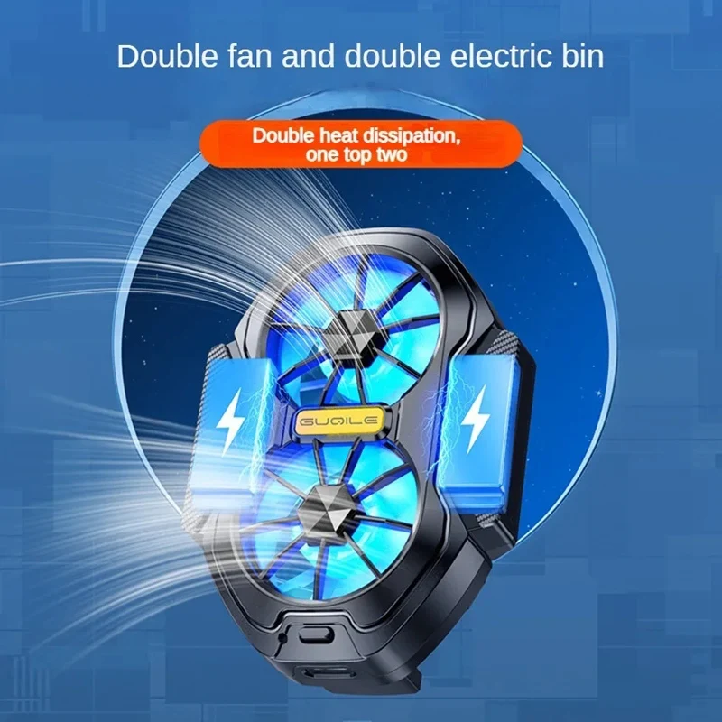 FS01 Dual Fan  Mobile Phone Cooler Long Lasting Stronger Cooling  Air Cooling Rechargeable Portable Type-C for IOS Android Game