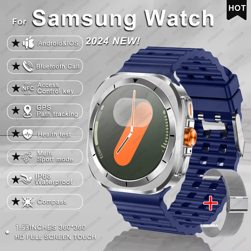 2025 New For Samsung Galaxy Watch 7 Ultra GPS NFC Smart Watch Men 1.43 " AMOLED Always Display IP68 BT Call Sports Smartwatches