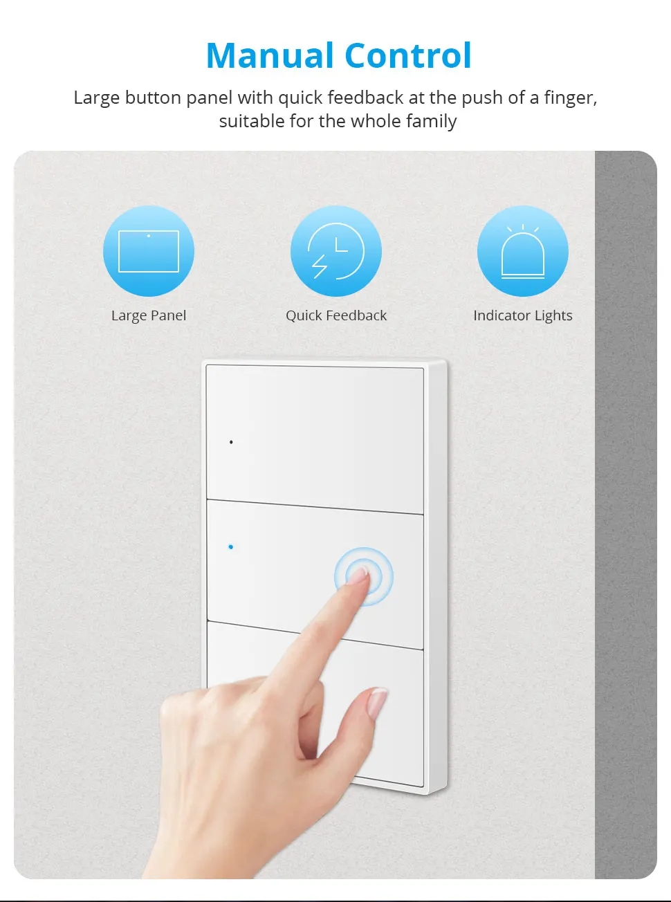 Zemismart Matter WiFi 1 2 3 4 6 Gangs Smart Wall Light Switch Neutral Required with Big Button SmartThings App Homekit Control