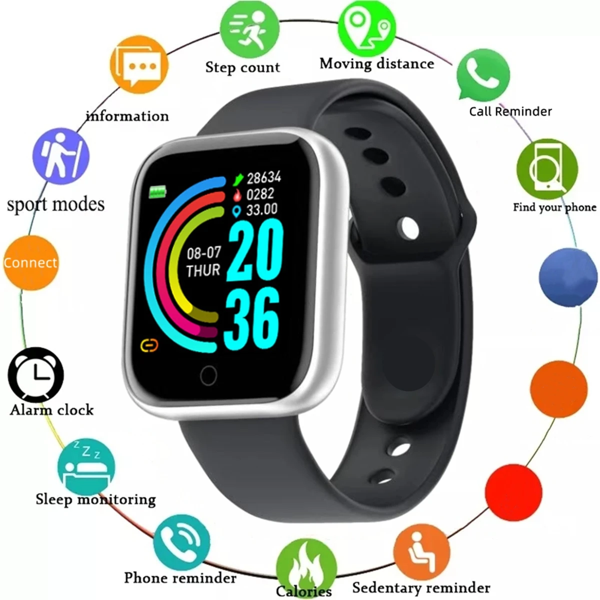 Fashion Smart Watches Sport Men Fitness Woman Smartwatch SMS Social APP Message Reminder Music Playback Alarm Clock Bracelet D13
