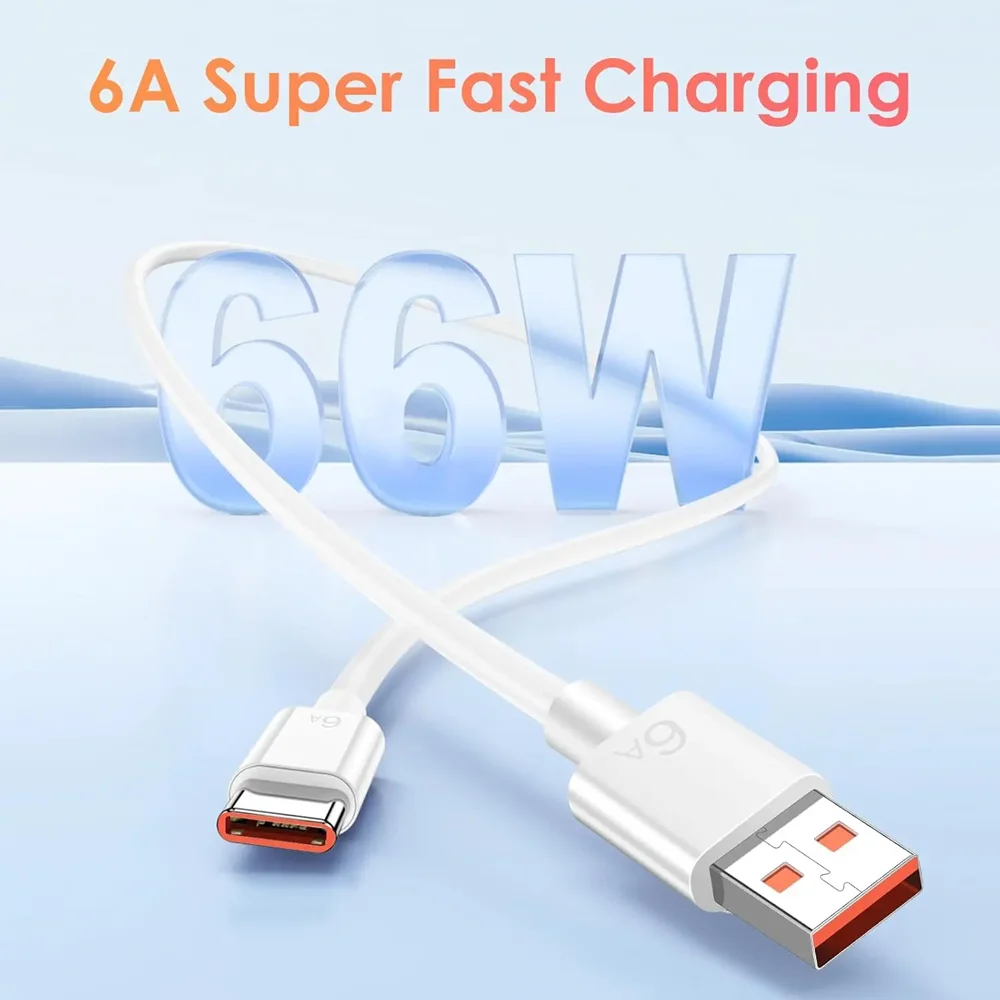 66W Super Fast USB Charger For Huawei Mate 40 50 P50 P60 Nova 10 Honor 90 100 X8b Magic 5 Lite 6 Pro Type C Charging 6A Cable 2m