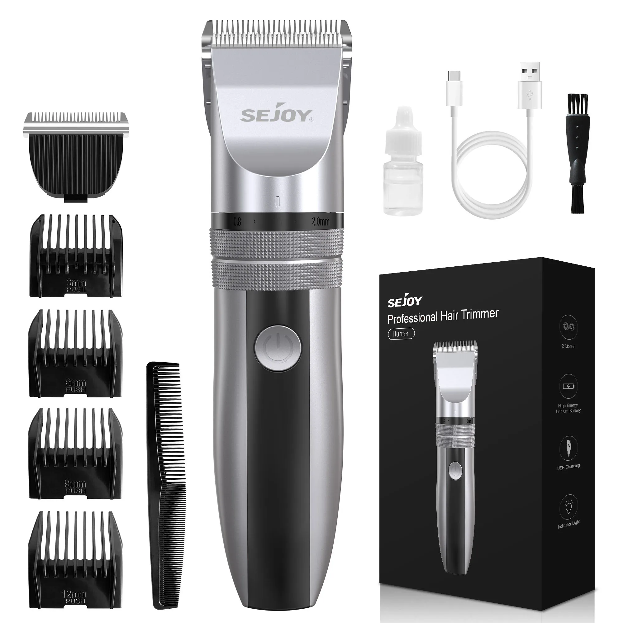 Sejoy Hair Clippers for Men Professional Cordless Barber Clippers for Hair Cutting Machine Grooming Rechargeable Beard Trimmer