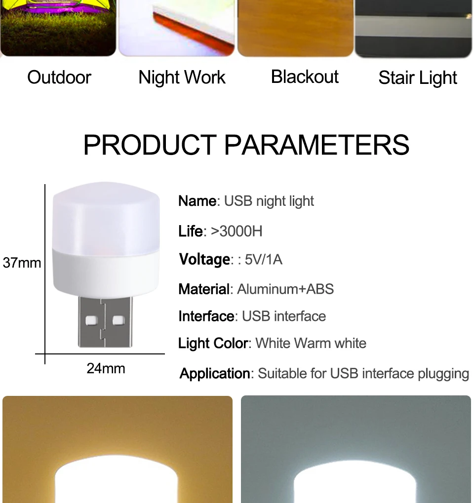 5pcs USB LED Reading Lamp Mini Book Light Camping Night Lights Table Lamps For Power Bank PC Notebook Laptop USB Night Light