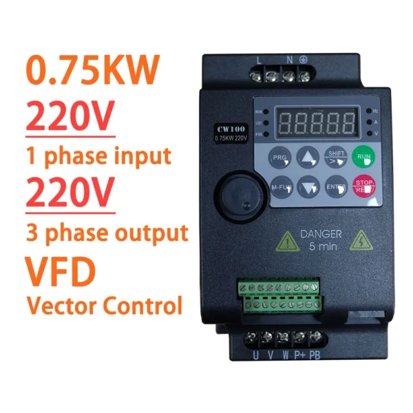 Input 220V to Output 380V VFD Variable Frequency Drive Converter Inverter 0.75/1.5/2.2/3.7/4/5.5 KW Motor Speed Controller