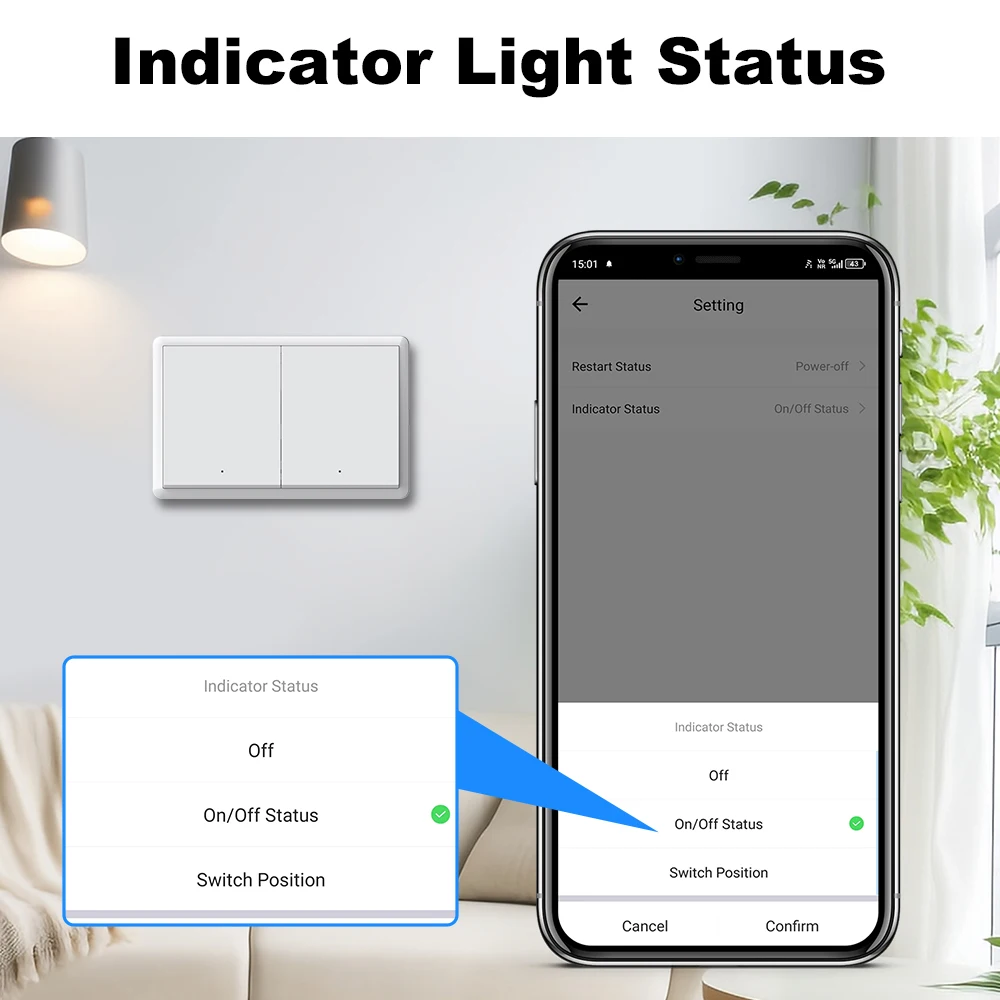 Tuya Smart zigbee Switch No Neutral Wire Required No Capacitor Wall Button Light Switches Work With Alexa Google Home