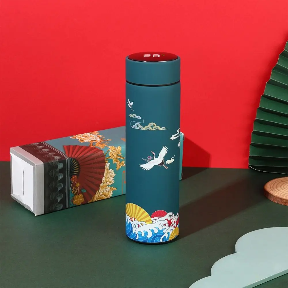 Vacuum Flasks LED Display Miniature Water Bottle Chinese Style Thermos cup Intelligent Temperature Display Premium Travel  Mug