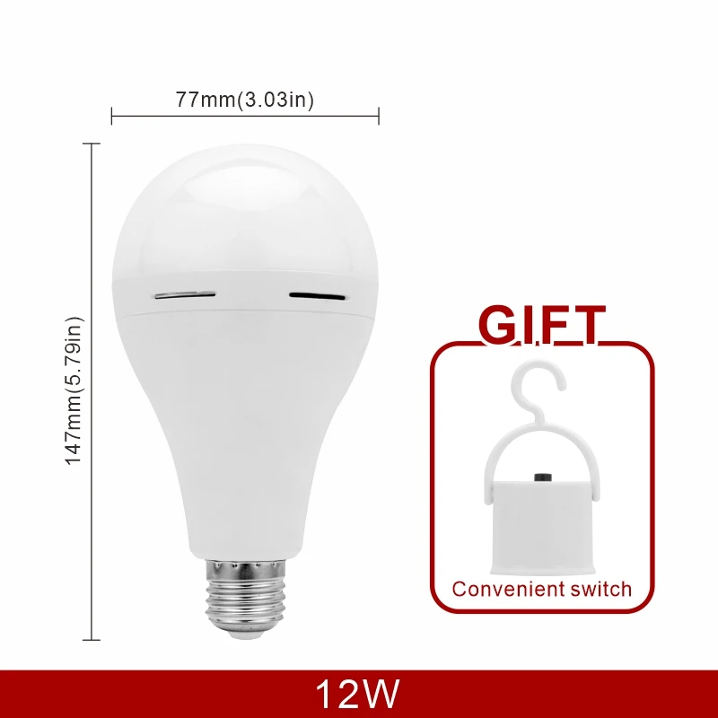 LED Rechargeable Light Bulb 7w 9w 12w 15w 1200mAh 85-265V Emergency Bulb for Home Power Failure Camping Tent Porch Garden Lamp