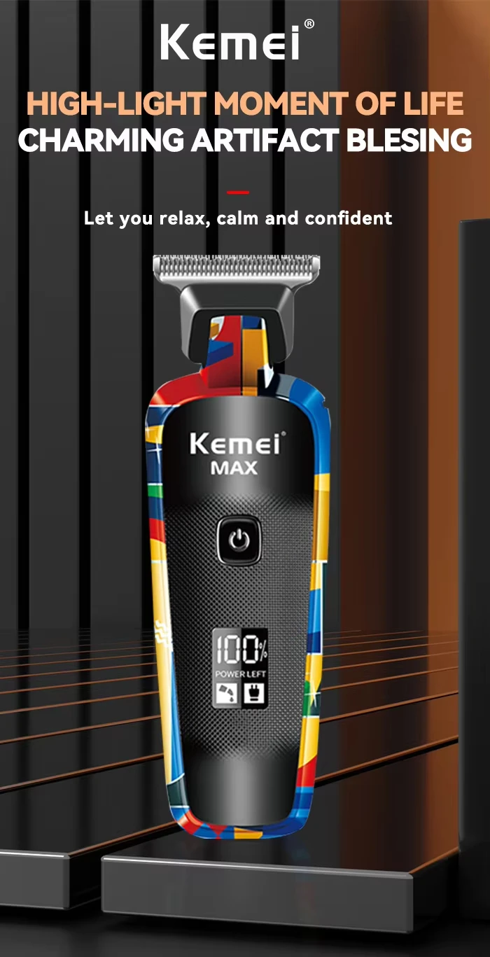Kemei Rechargeable Graffiti Pattern Electric Hair Clipper Professional Barber Trimmer Man Shaver Km-MAX2092 KM-MAX5090 KM-RS7098