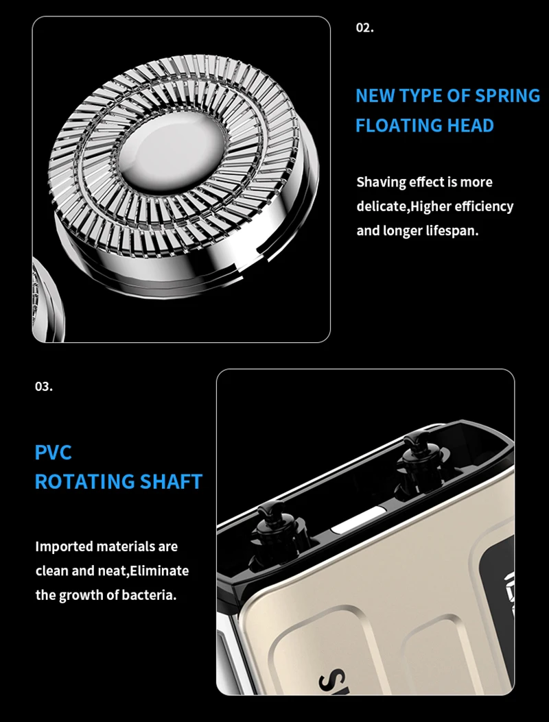 Travel Electric Shaver For Men Double Floating Magnetic Blade Head Portable Beard Knife Rechargeable MINI Rotary Electric Razor