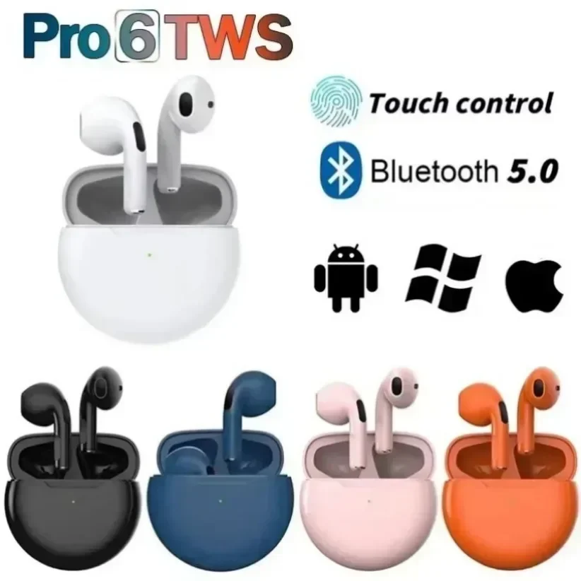 Original Air Pro 6 TWS Wireless Bluetooth Headset 5.3 Headphone Mini Earphone with Mic Charging Box for Xiaomi iPhone Earbuds