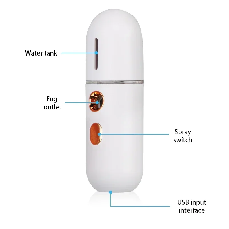 1PC Mini Portable Humidifier Nano Mister Facial Steamer Device Beauty Spray Hydrating Apparatus Cold Spray ApparatusRechargeable