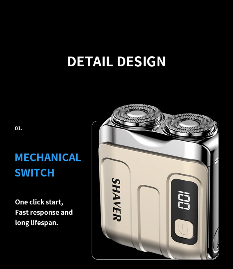 Travel Electric Shaver For Men Double Floating Magnetic Blade Head Portable Beard Knife Rechargeable MINI Rotary Electric Razor