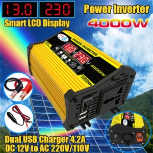 Sfd901762c68247598bd671d71c4d1feb7.webp Portable Inverter Car Power Inverters DC12Volt To AC110/220Volt Transformer 4000W Modified SineWave Inverter USB Auto Inverters