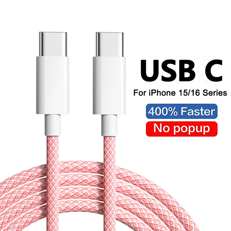 PD 60W Fast Charger 5A USB C to Type C Cable For Apple iPhone 16 15 Pro Max Plus Quick Charging For Huawei Samsung Xiaomi Cable